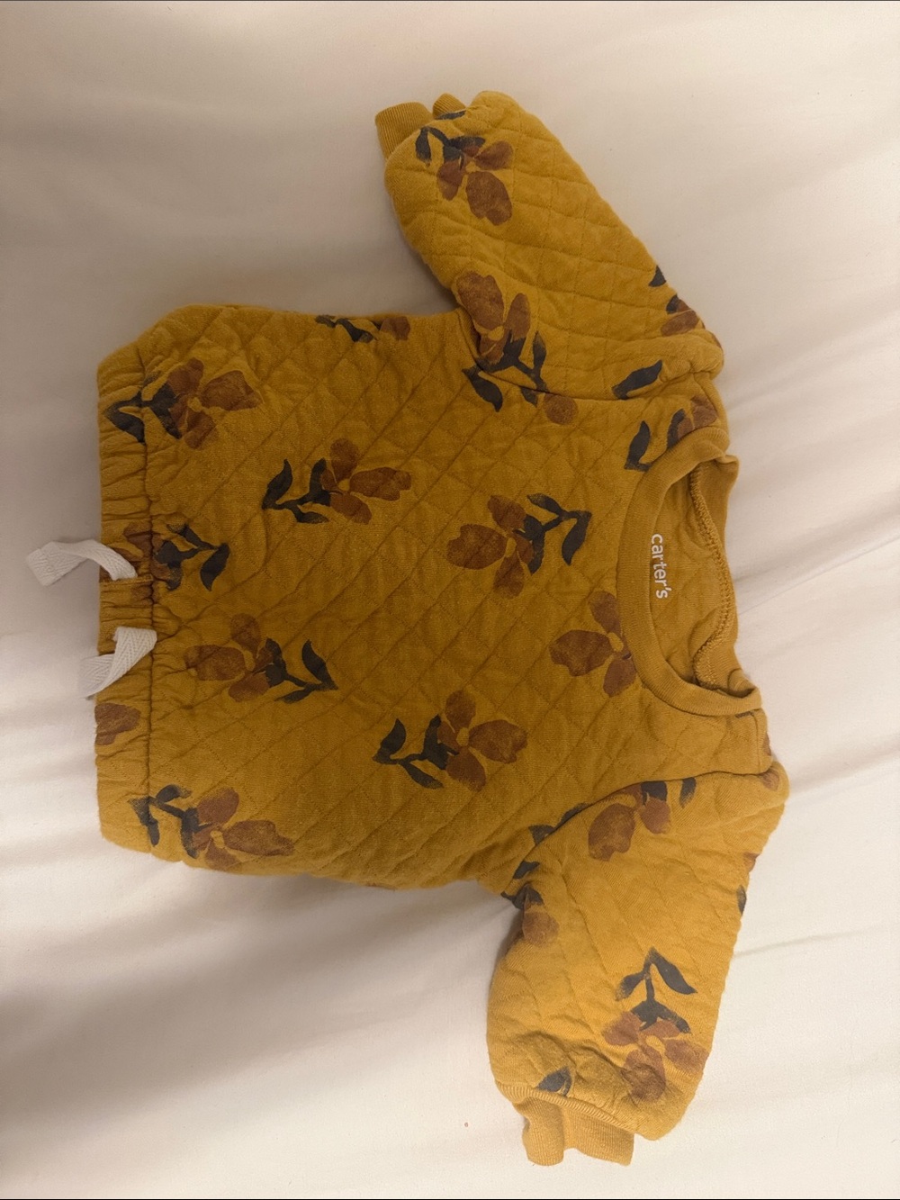 Carter's Quilted Mustard Floral Baby Pullover